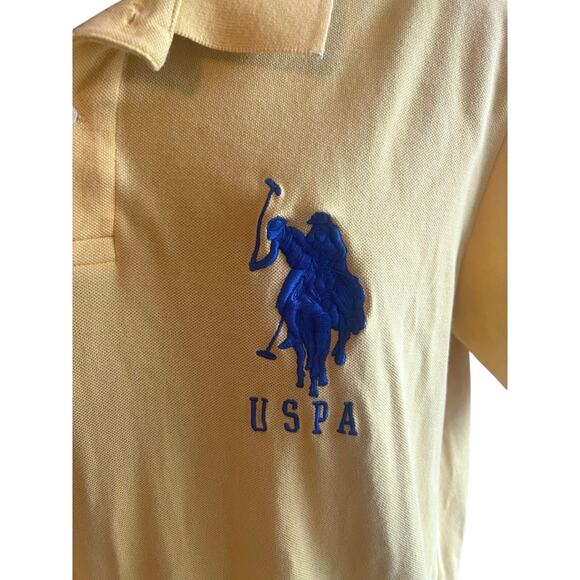 Y2K Vintage Mens Yellow Polo Shirt USPA Size L Embroidered Preppy Statement - Picture 8 of 8